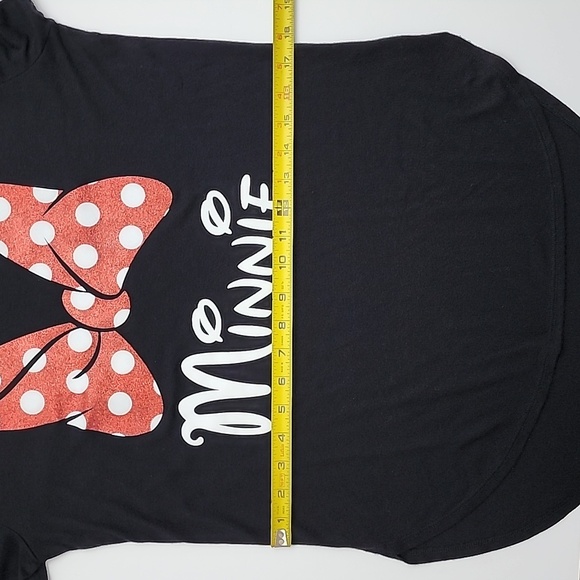 Disney Minnie Mouse Short Sleeve T-Shirt Black Red Glitter Bow Size Medium 7, 9 - Picture 8 of 10